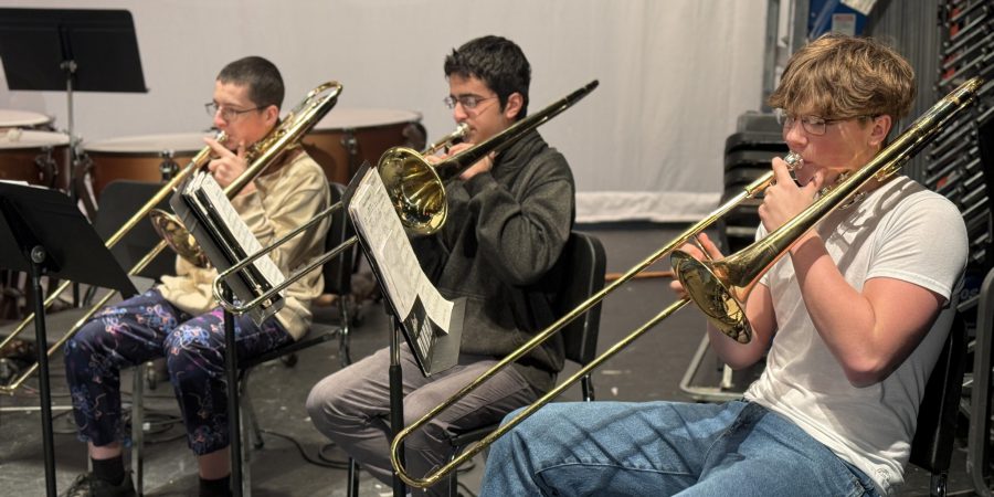 Secondary Band students rehearsing for the Music in Our Schools Month Concert